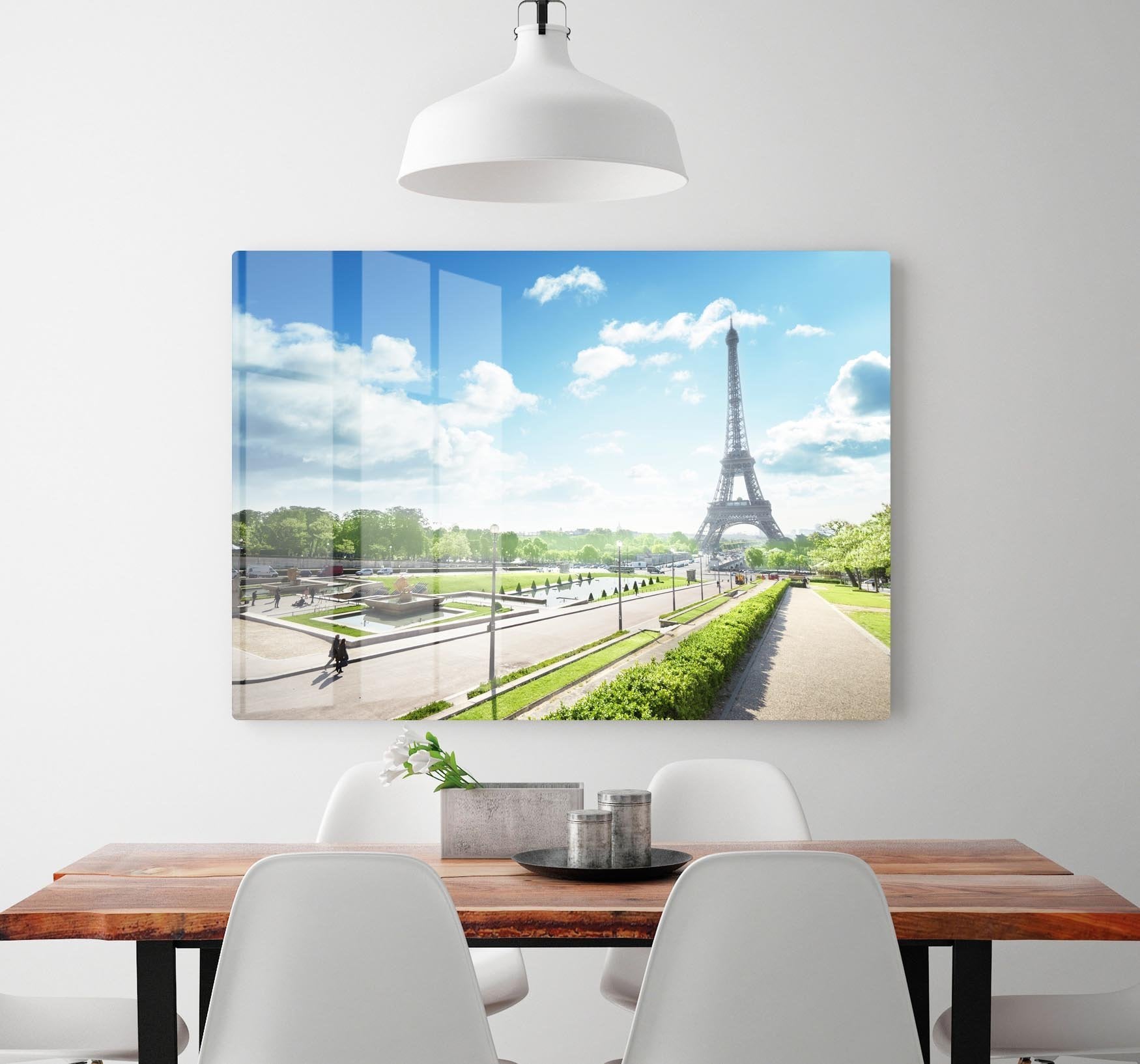 sunny morning and Eiffel Towe HD Metal Print
