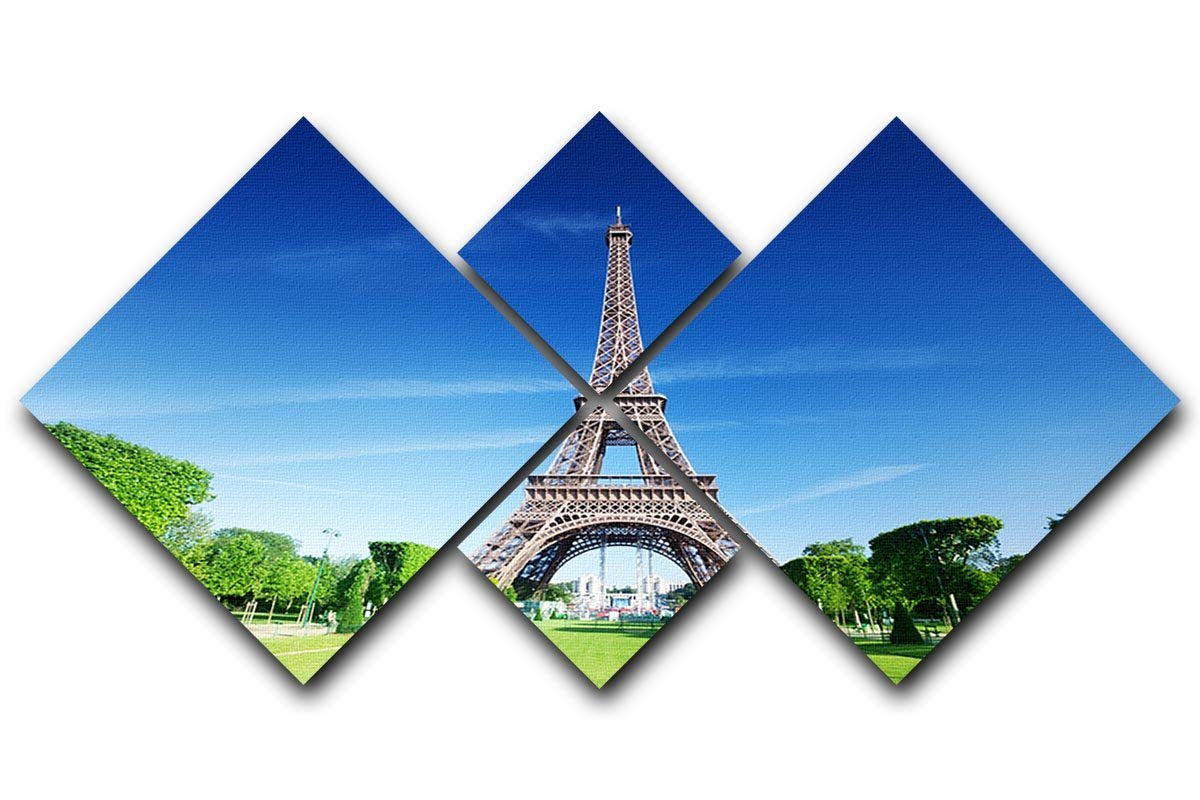 sunny morning and Eiffel Tower 4 Square Multi Panel Canvas  - Canvas Art Rocks - 1