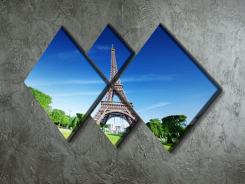 sunny morning and Eiffel Tower 4 Square Multi Panel Canvas  - Canvas Art Rocks - 2