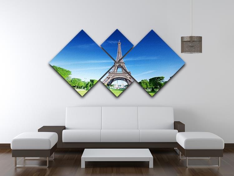 sunny morning and Eiffel Tower 4 Square Multi Panel Canvas  - Canvas Art Rocks - 3