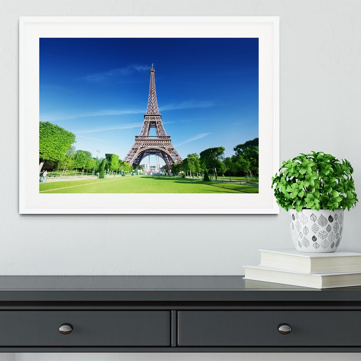 sunny morning and Eiffel Tower Framed Print - Canvas Art Rocks - 5