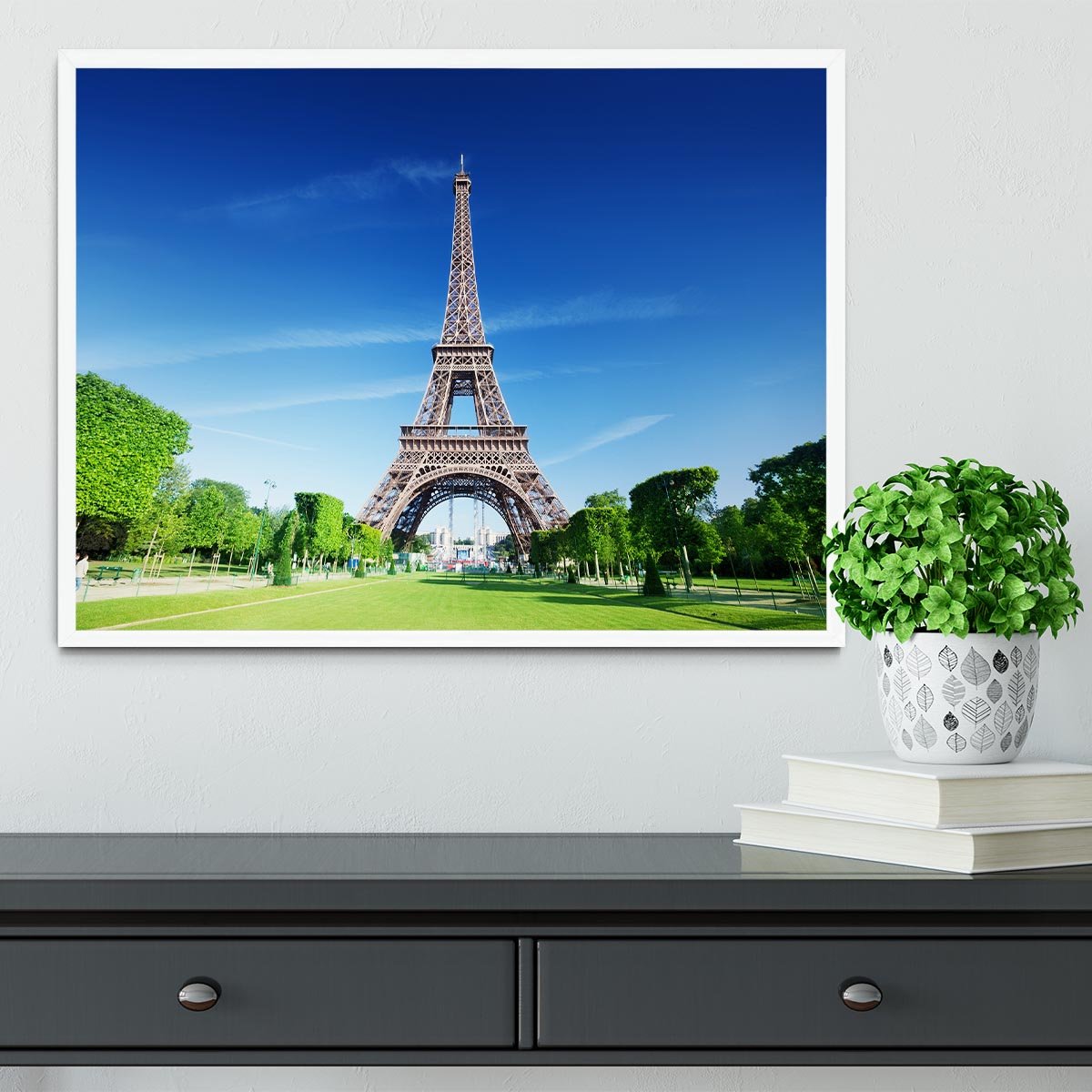 sunny morning and Eiffel Tower Framed Print - Canvas Art Rocks -6