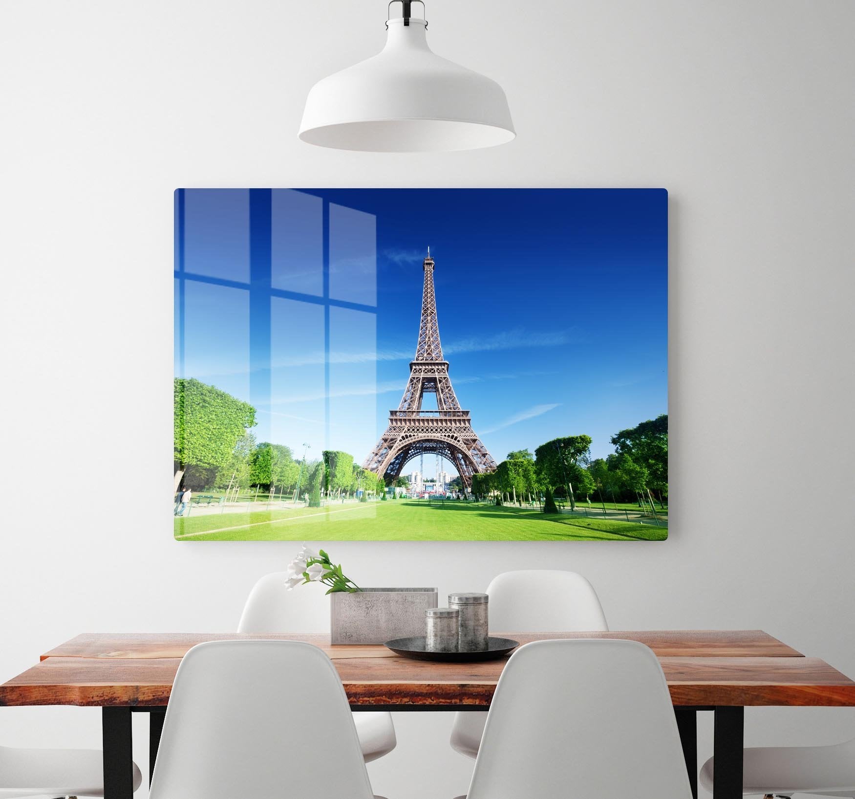 sunny morning and Eiffel Tower HD Metal Print