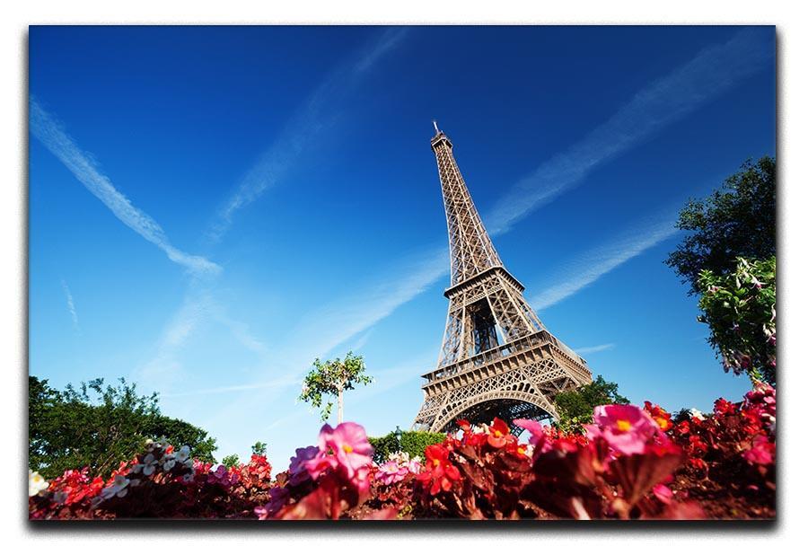 sunny morning flowers and Eiffel Tower Canvas Print or Poster  - Canvas Art Rocks - 1