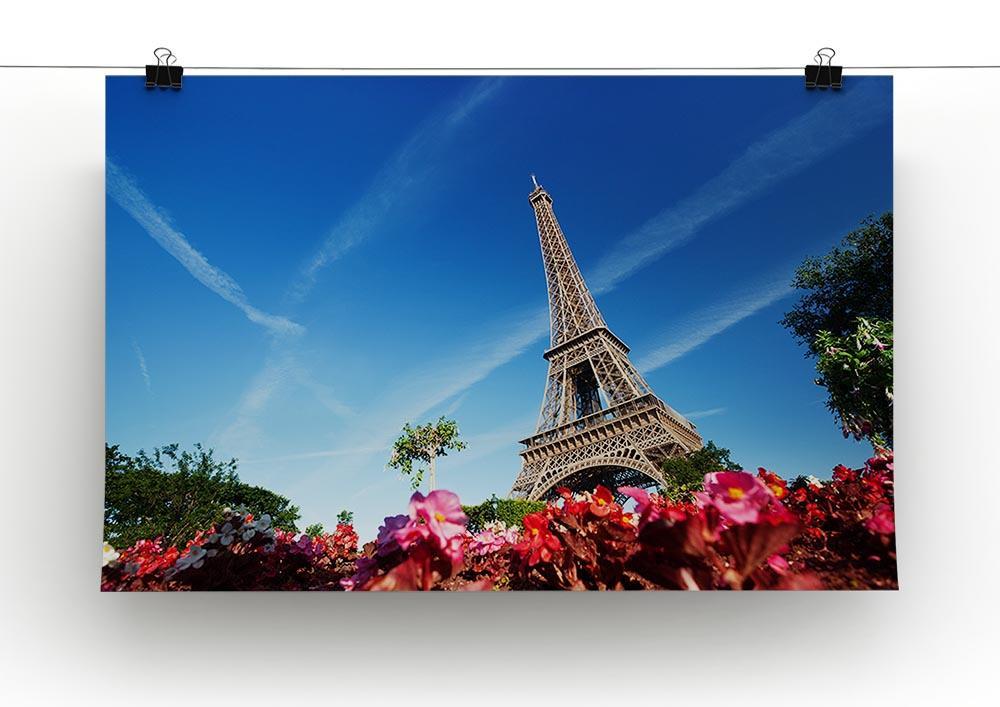 sunny morning flowers and Eiffel Tower Canvas Print or Poster - Canvas Art Rocks - 2
