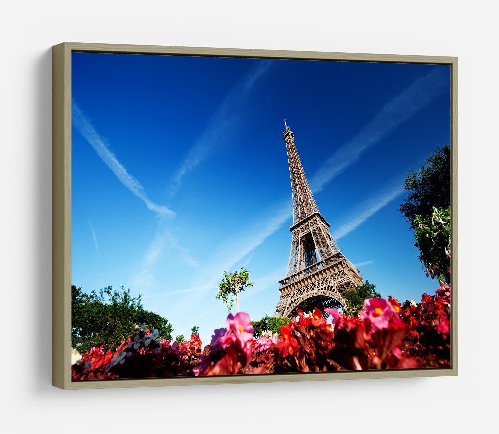 sunny morning flowers and Eiffel Tower HD Metal Print