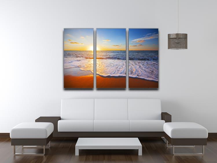 sunset and sea 3 Split Panel Canvas Print - Canvas Art Rocks - 3