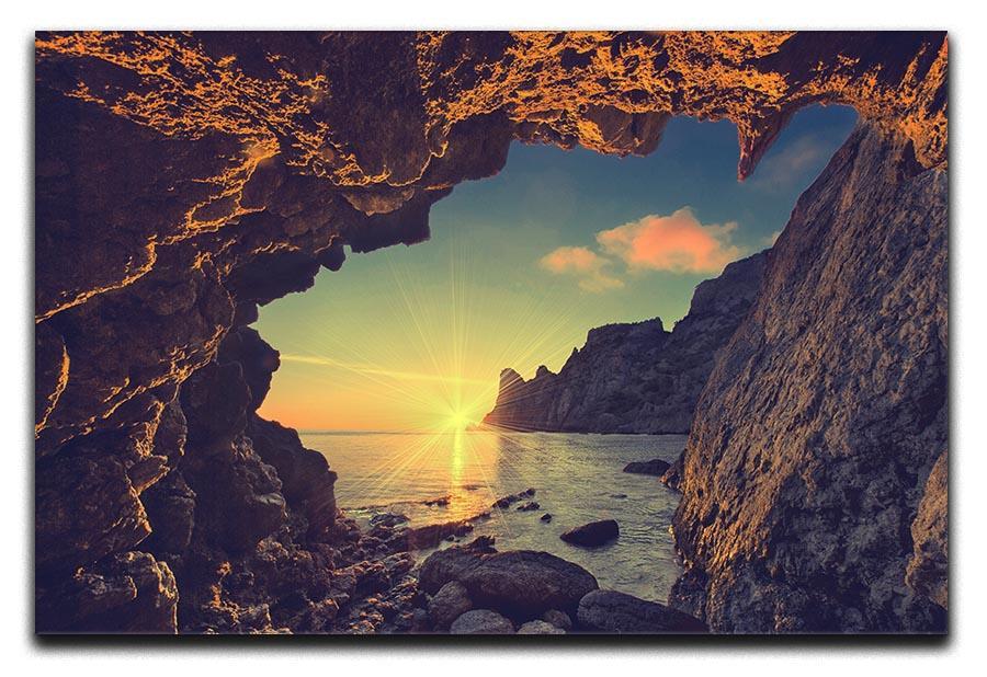 sunset from the mountain cave Canvas Print or Poster  - Canvas Art Rocks - 1