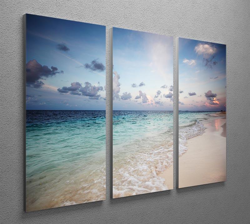 sunset on the sea beach 3 Split Panel Canvas Print - Canvas Art Rocks - 2