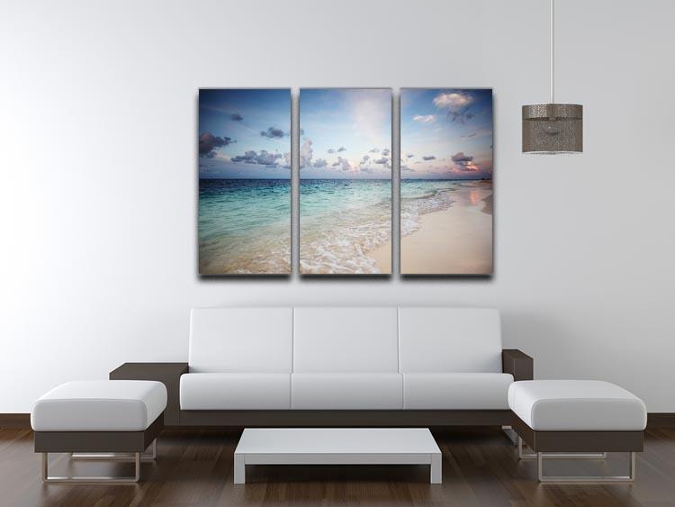 sunset on the sea beach 3 Split Panel Canvas Print - Canvas Art Rocks - 3