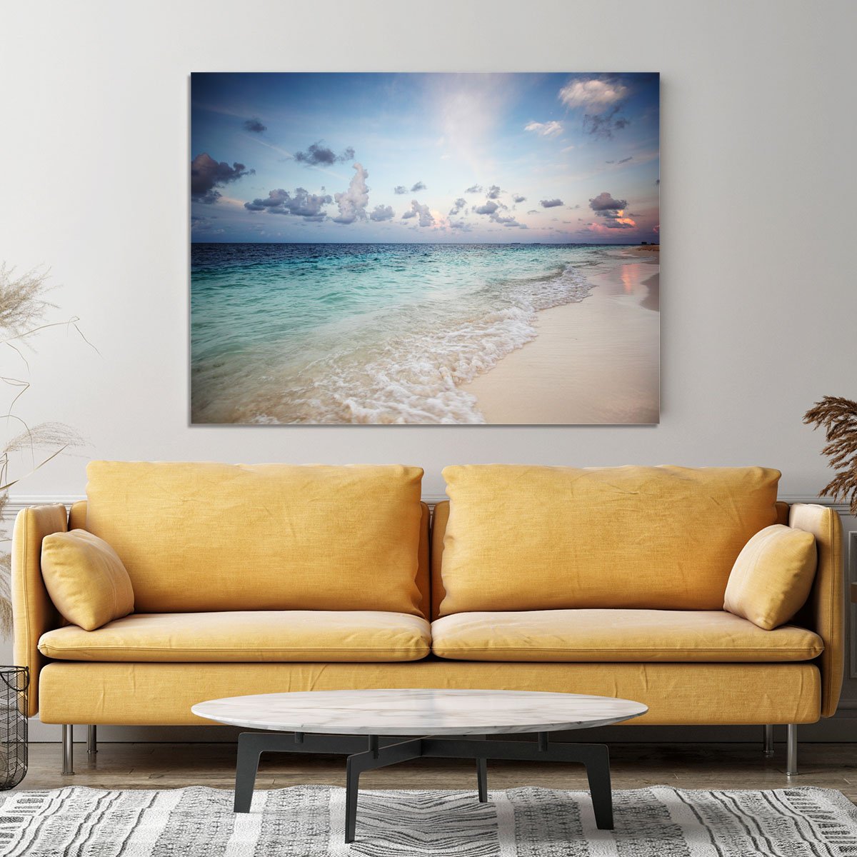 sunset on the sea beach Canvas Print or Poster