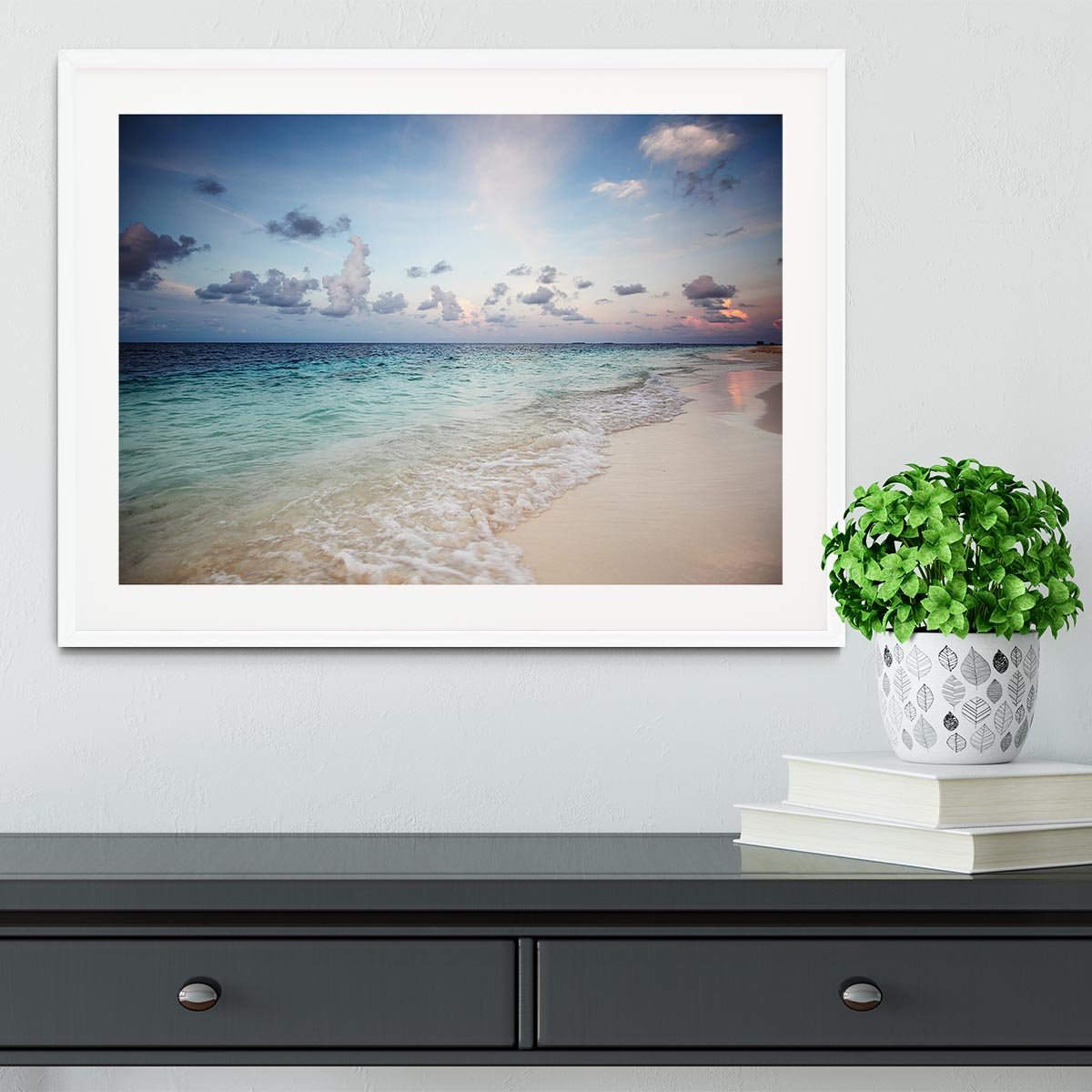 sunset on the sea beach Framed Print - Canvas Art Rocks - 5