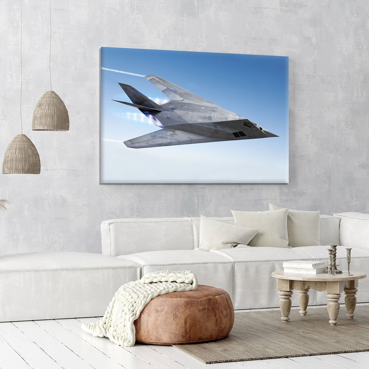 tealth aircraft streaking through the sky Canvas Print or Poster