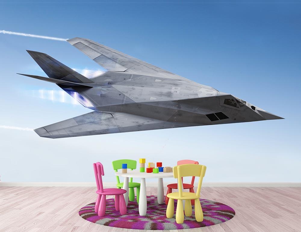 tealth aircraft streaking through the sky Wall Mural Wallpaper - Canvas Art Rocks - 3