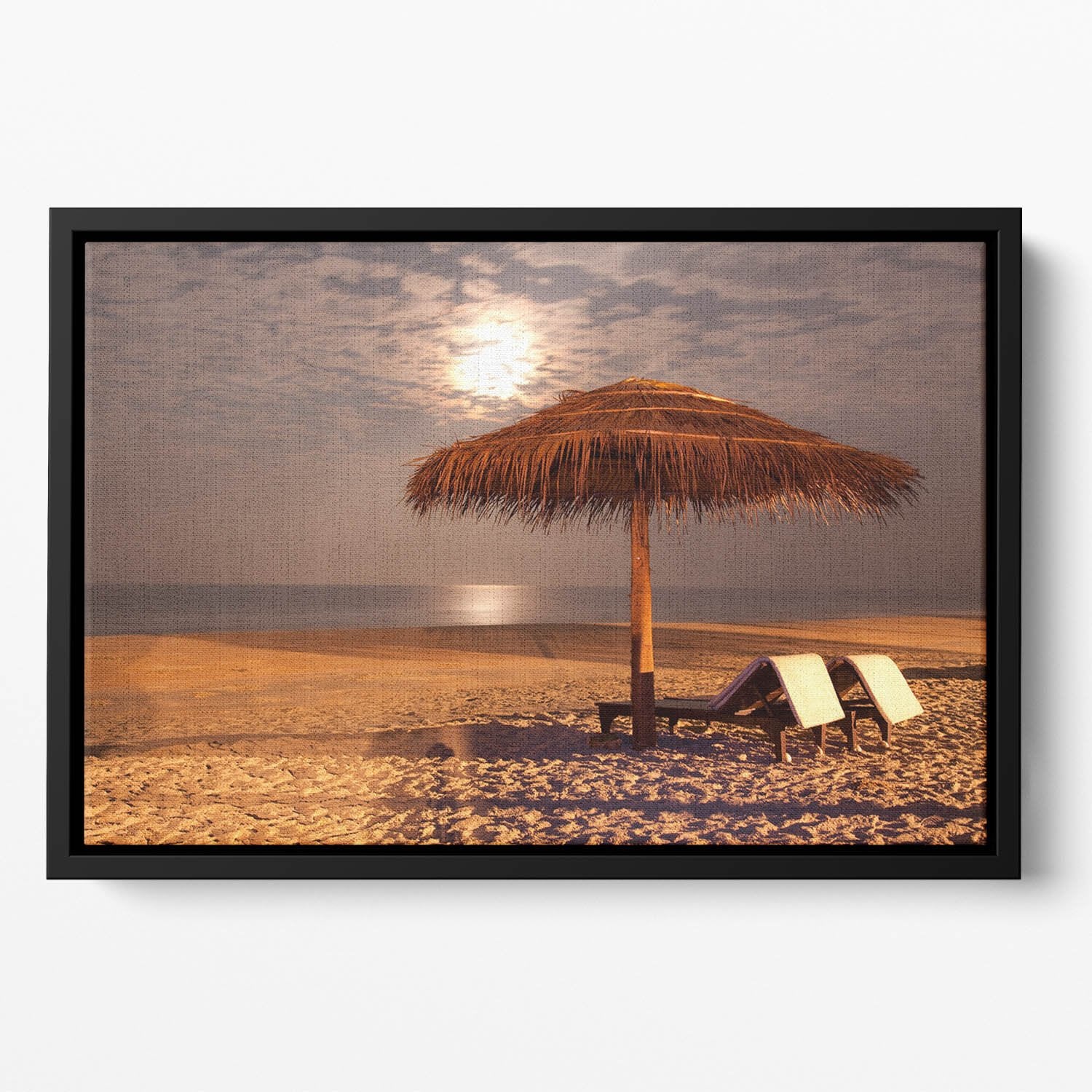 the sunset beach landscape Floating Framed Canvas
