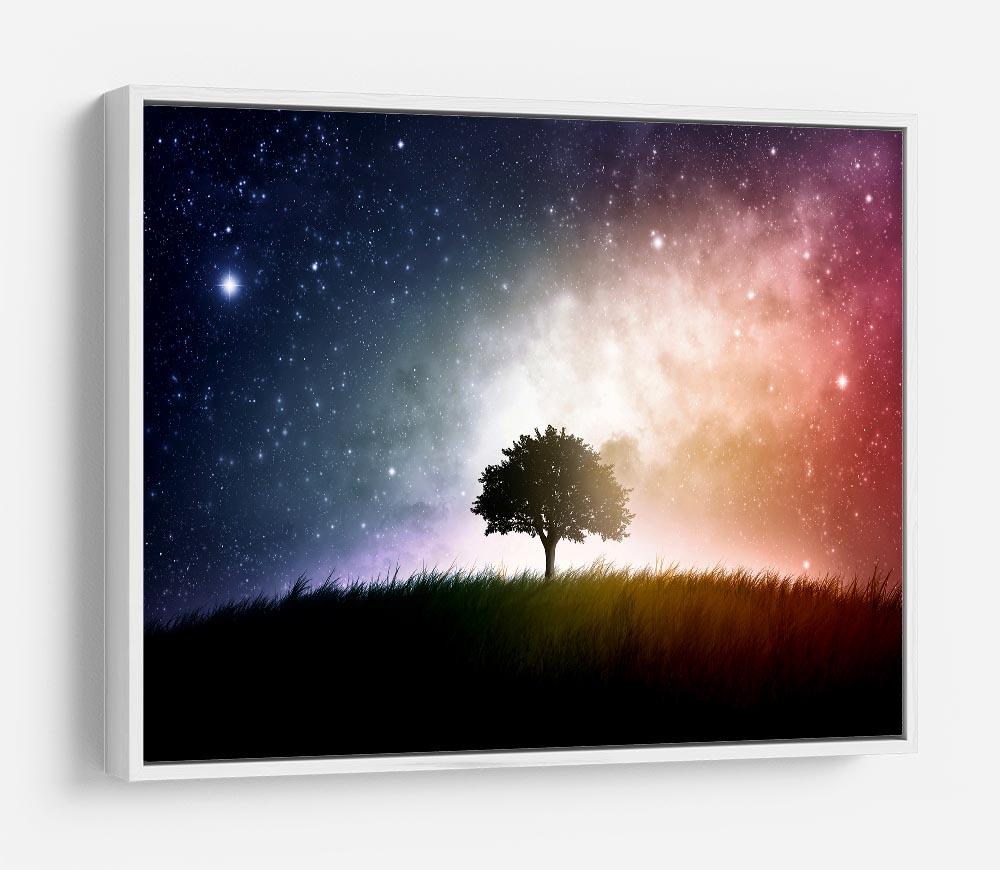 tree in a field with beautiful space background HD Metal Print