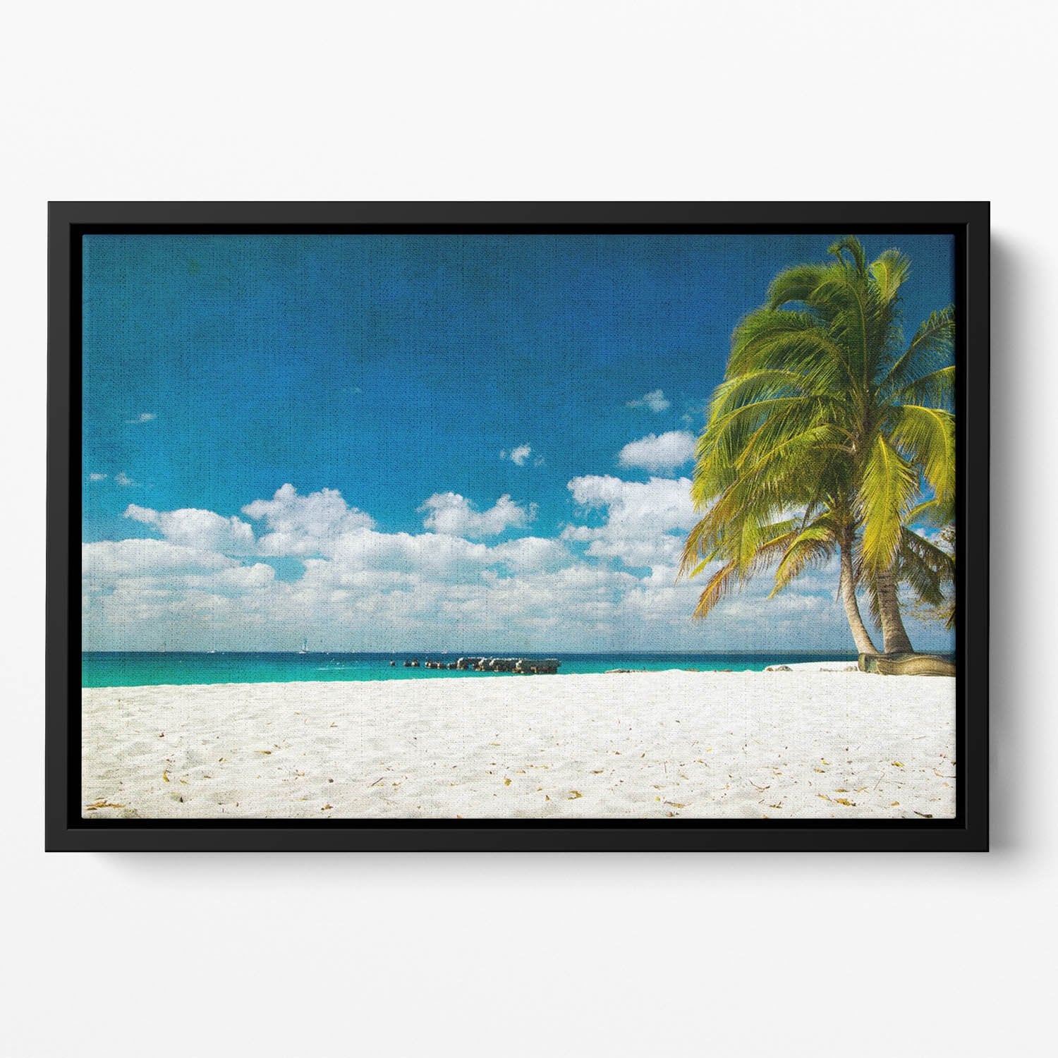 tropical beach Floating Framed Canvas
