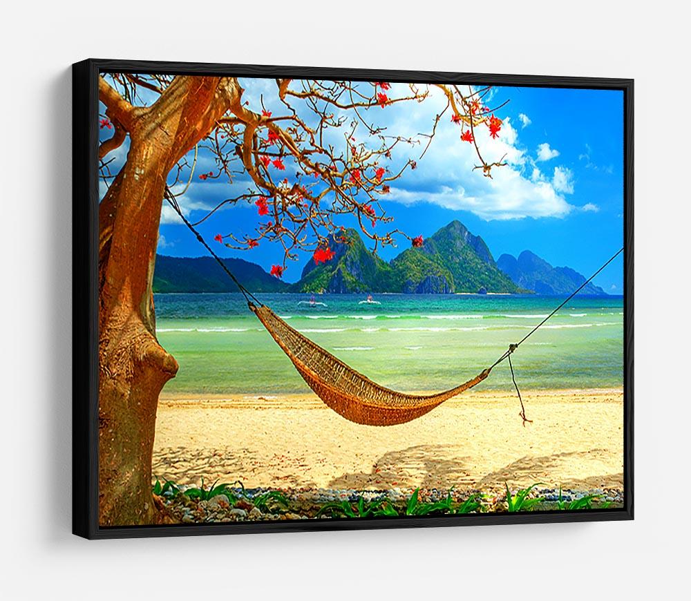 tropical beach scene with hammock HD Metal Print - Canvas Art Rocks - 6