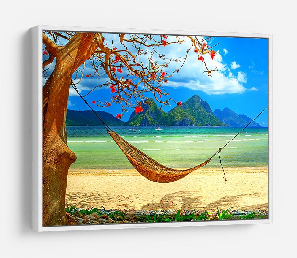 tropical beach scene with hammock HD Metal Print - Canvas Art Rocks - 7