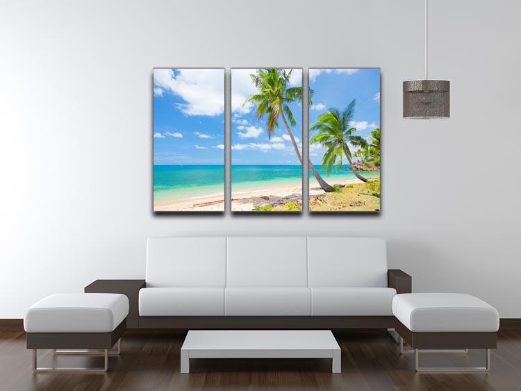 tropical beach with coconut palm 3 Split Panel Canvas Print - Canvas Art Rocks - 3