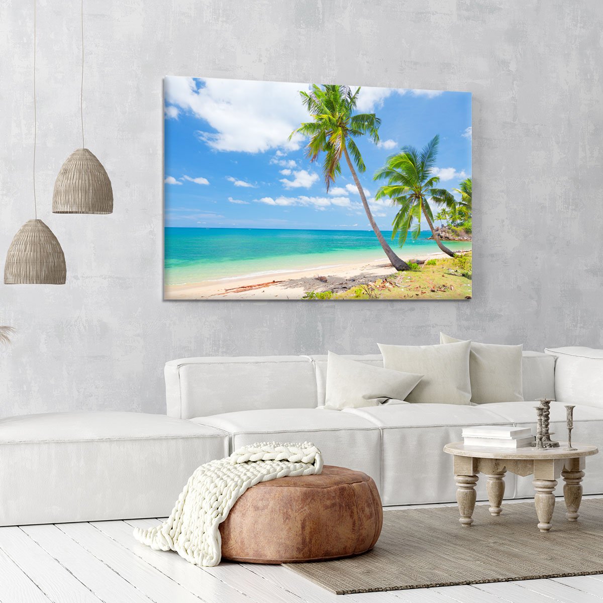 tropical beach with coconut palm Canvas Print or Poster