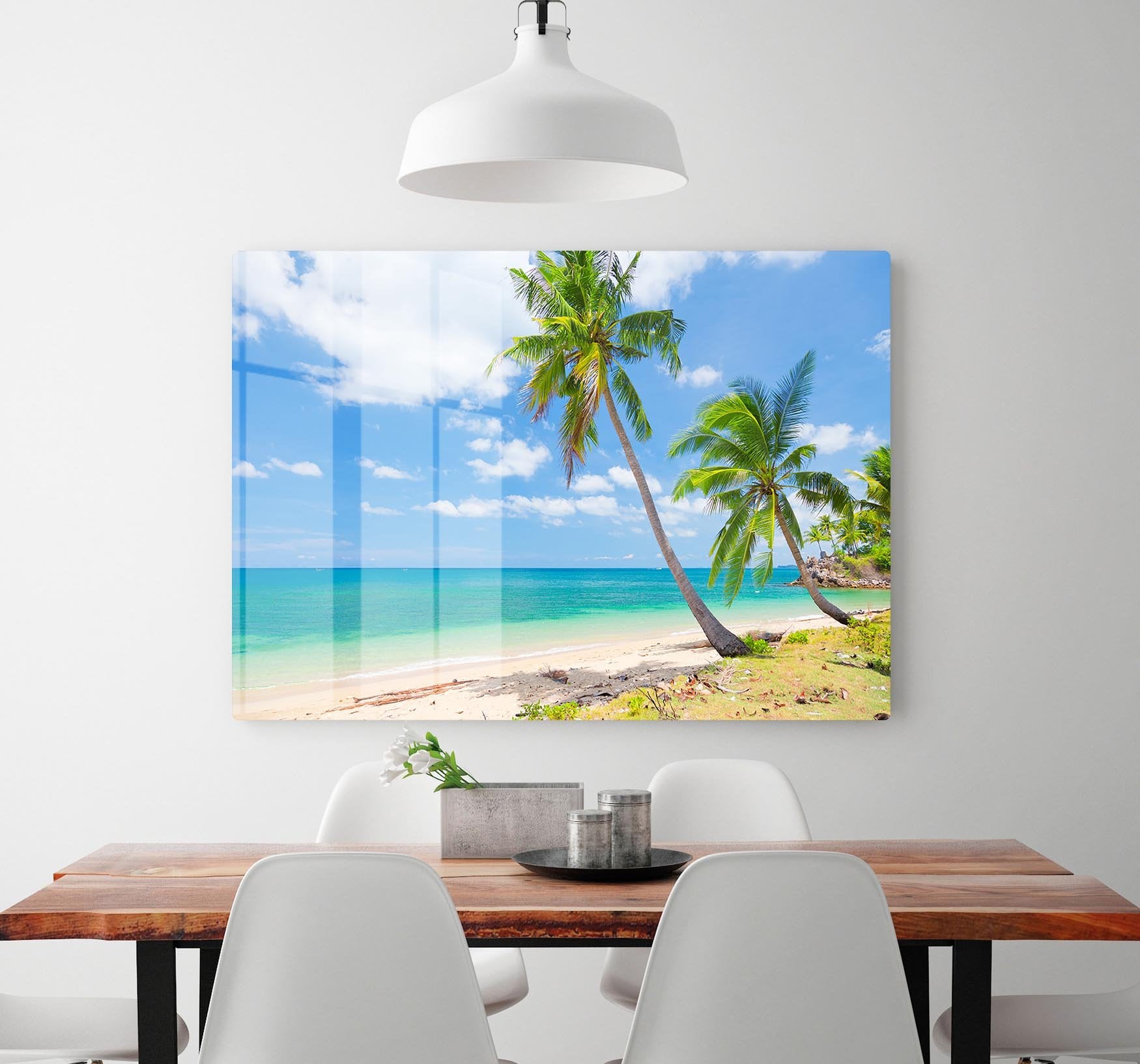 tropical beach with coconut palm HD Metal Print - Canvas Art Rocks - 2