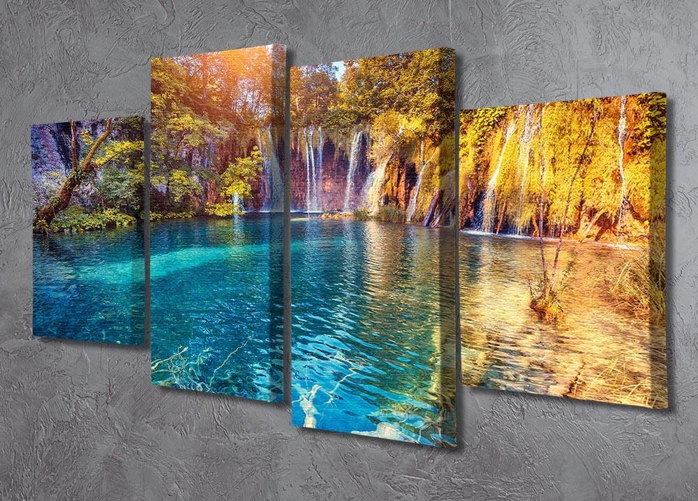 turquoise water and sunny beams 4 Split Panel Canvas  - Canvas Art Rocks - 2