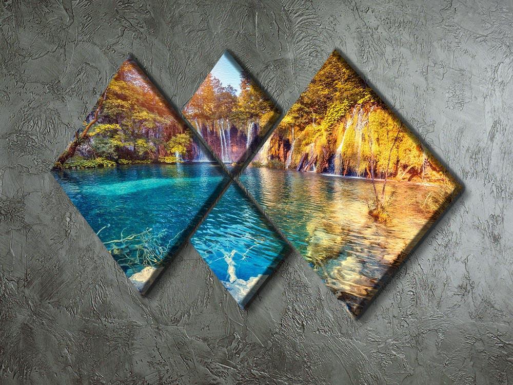 turquoise water and sunny beams 4 Square Multi Panel Canvas  - Canvas Art Rocks - 2