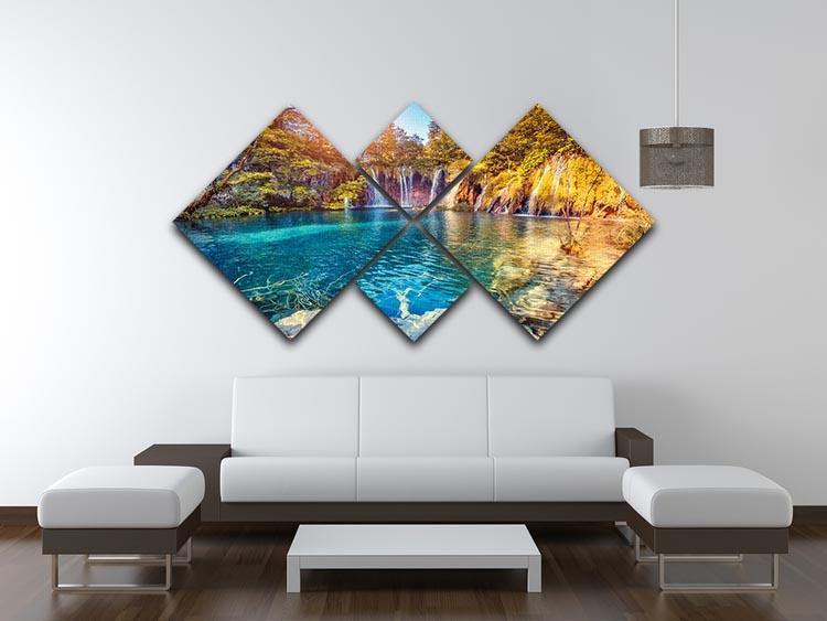turquoise water and sunny beams 4 Square Multi Panel Canvas  - Canvas Art Rocks - 3