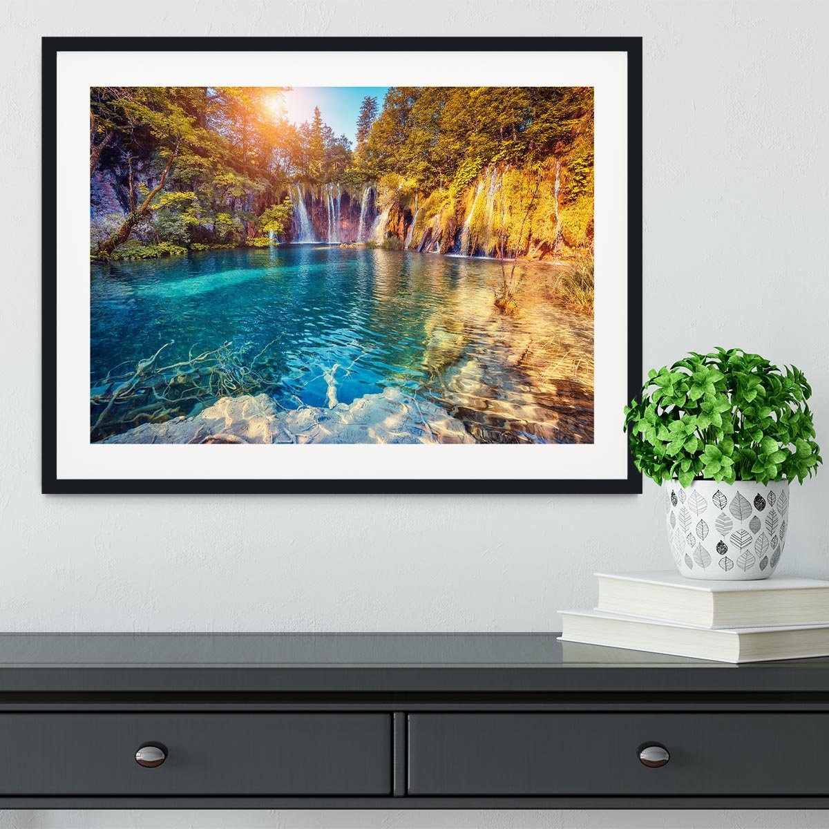 turquoise water and sunny beams Framed Print - Canvas Art Rocks - 1