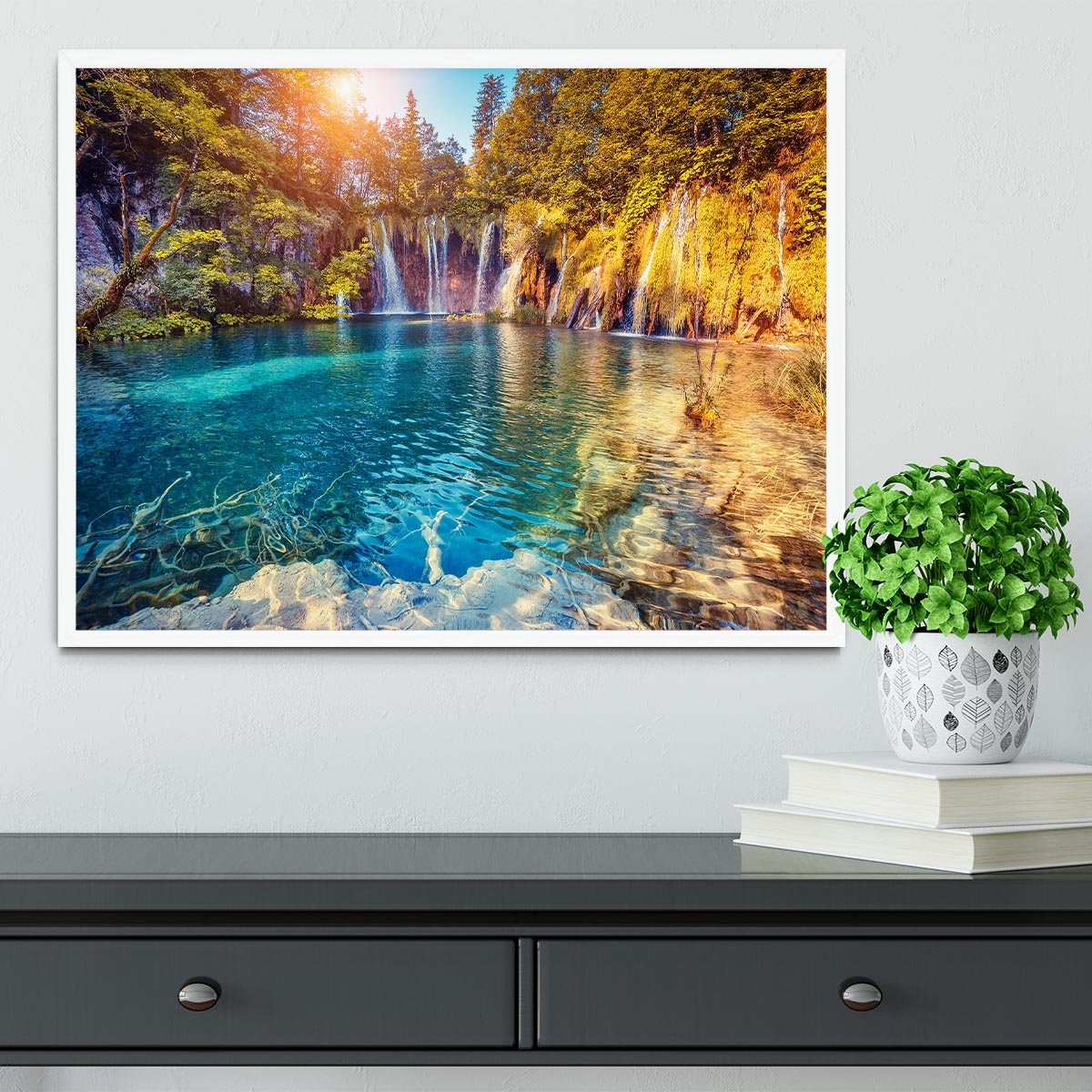 turquoise water and sunny beams Framed Print - Canvas Art Rocks -6