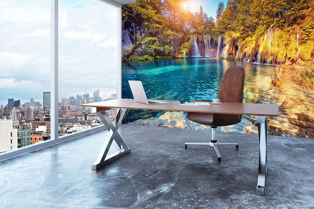 turquoise water and sunny beams Wall Mural Wallpaper - Canvas Art Rocks - 3