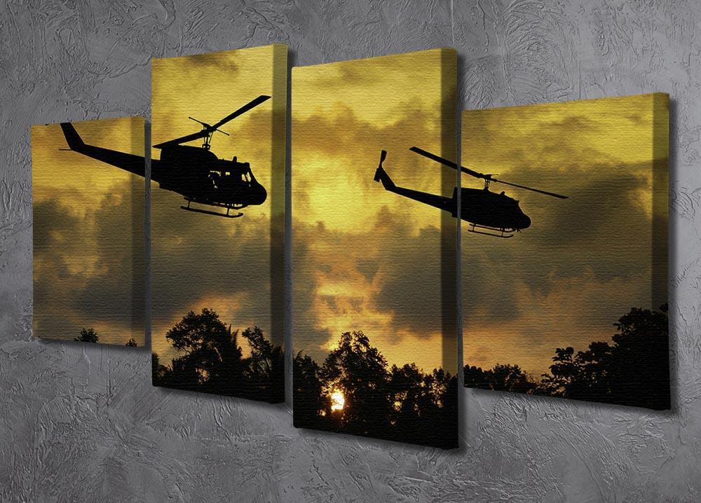 two helicopters flying over South Vietnam 4 Split Panel Canvas  - Canvas Art Rocks - 2