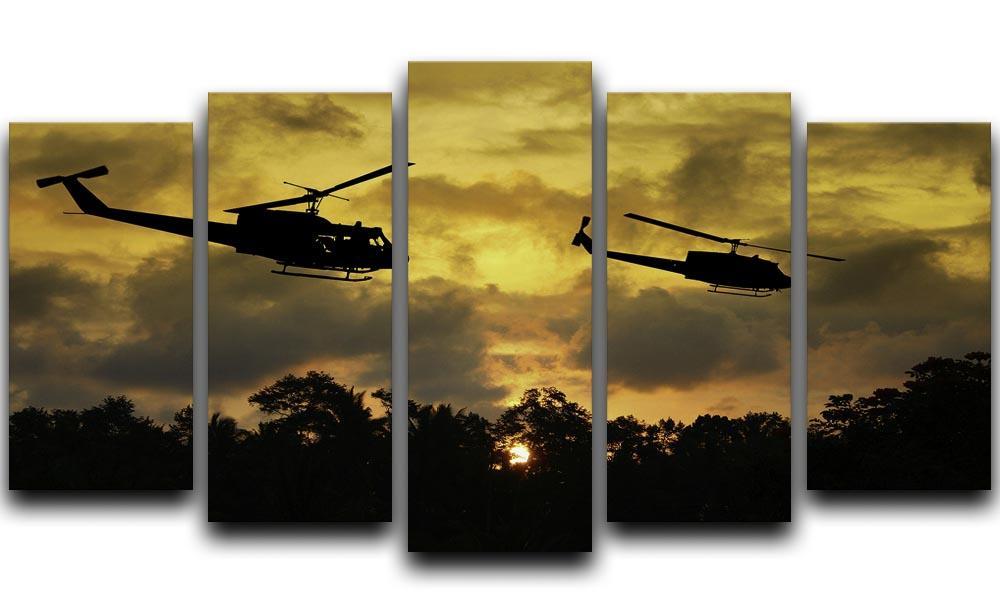two helicopters flying over South Vietnam 5 Split Panel Canvas  - Canvas Art Rocks - 1