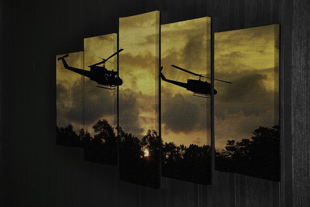 two helicopters flying over South Vietnam 5 Split Panel Canvas  - Canvas Art Rocks - 2
