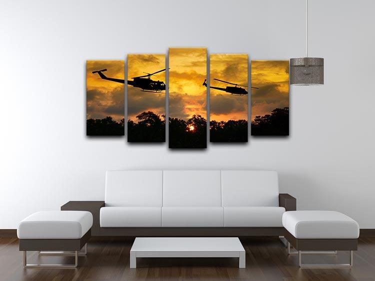 two helicopters flying over South Vietnam 5 Split Panel Canvas  - Canvas Art Rocks - 3