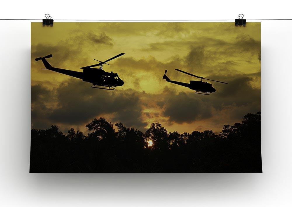 two helicopters flying over South Vietnam Canvas Print or Poster - Canvas Art Rocks - 2