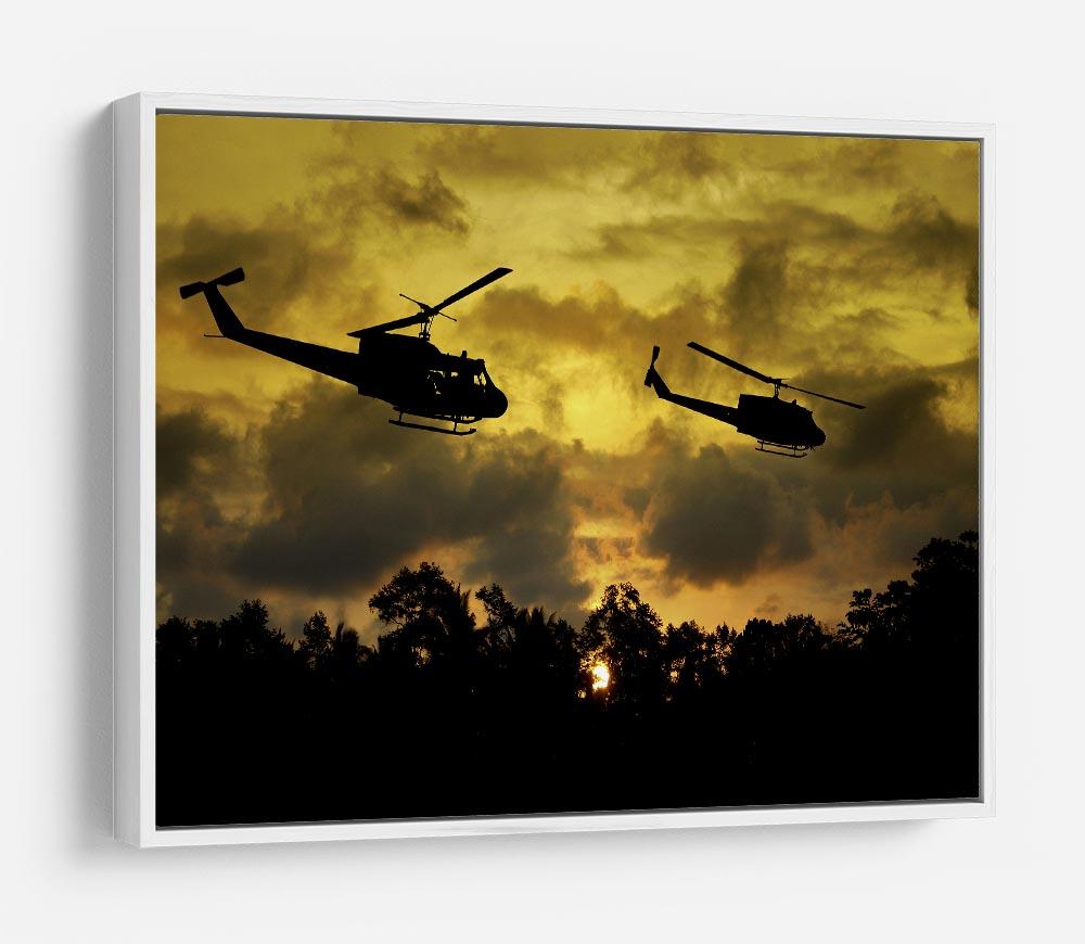 two helicopters flying over South Vietnam HD Metal Print