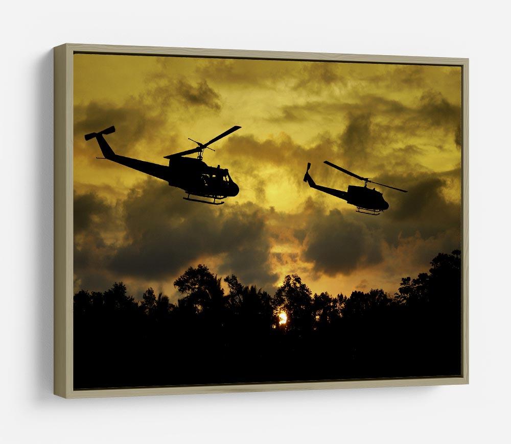 two helicopters flying over South Vietnam HD Metal Print