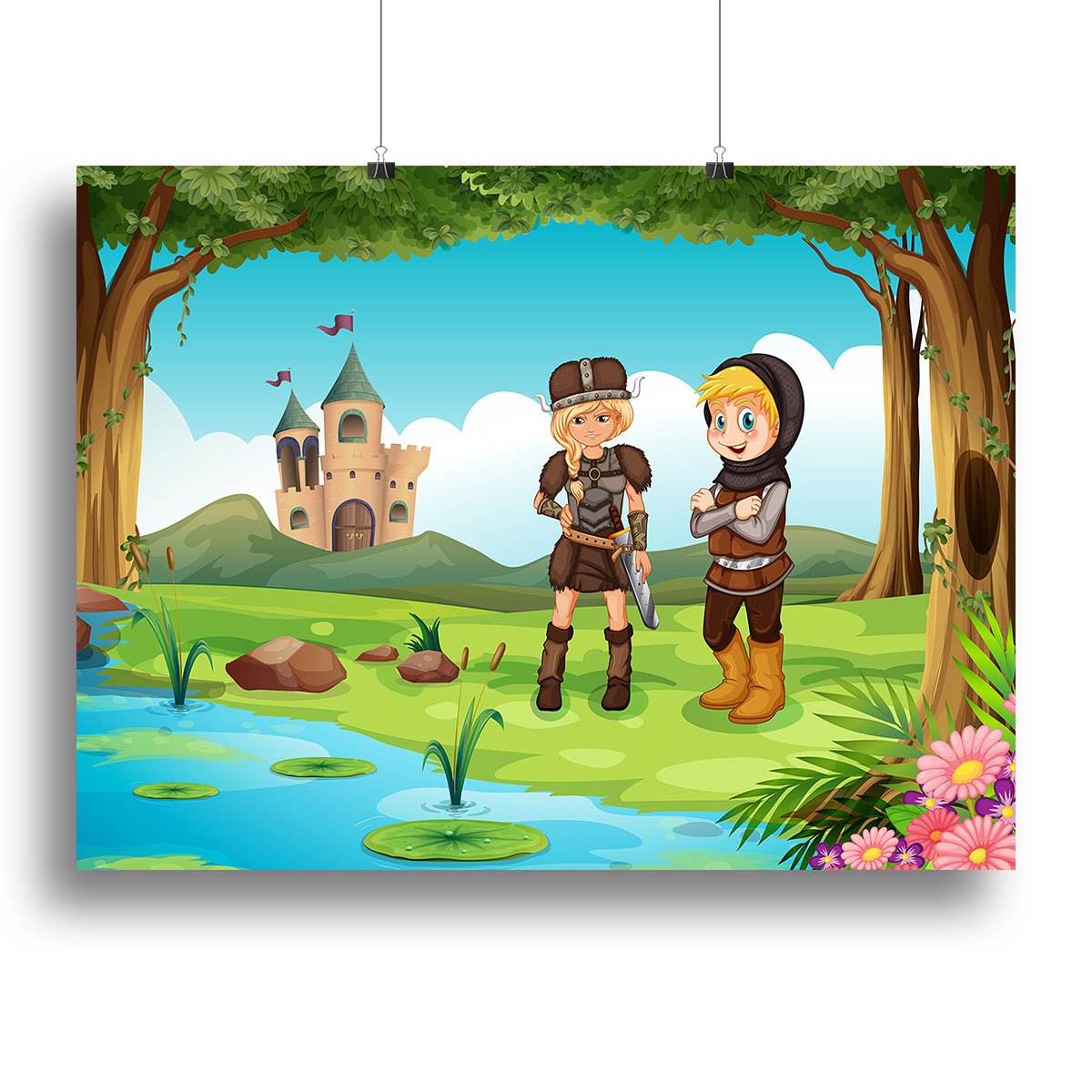 two worriors standing in forest Canvas Print or Poster