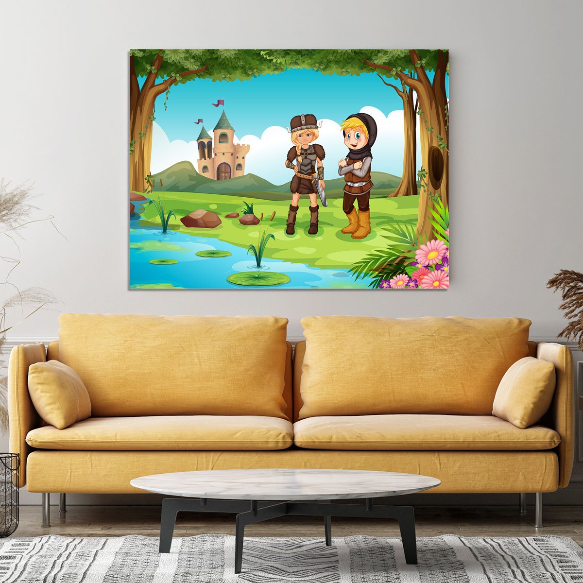 two worriors standing in forest Canvas Print or Poster