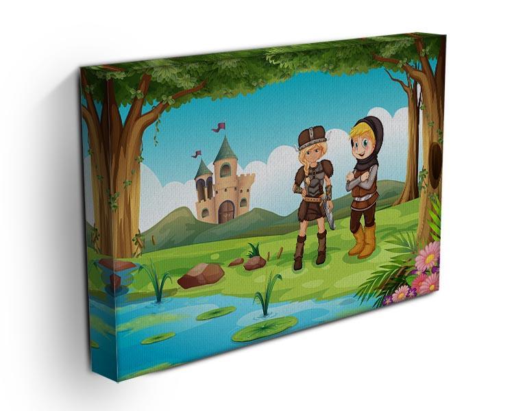 two worriors standing in forest Canvas Print or Poster - Canvas Art Rocks - 3
