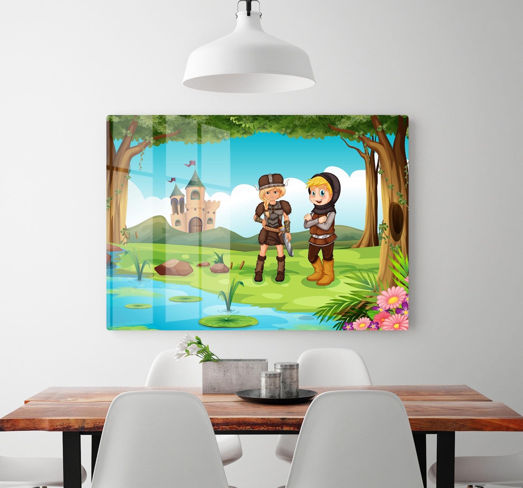 two worriors standing in forest HD Metal Print