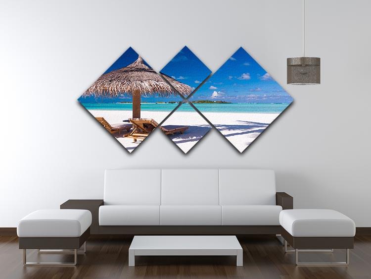 umbrella on a beach with shadow 4 Square Multi Panel Canvas - Canvas Art Rocks - 3
