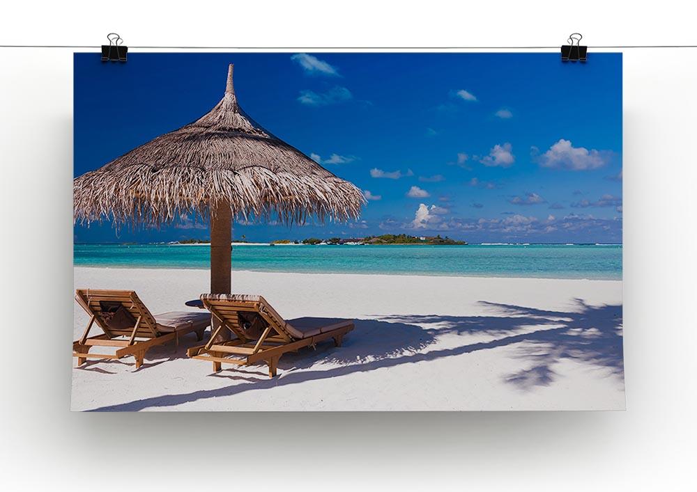umbrella on a beach with shadow Canvas Print or Poster - Canvas Art Rocks - 2