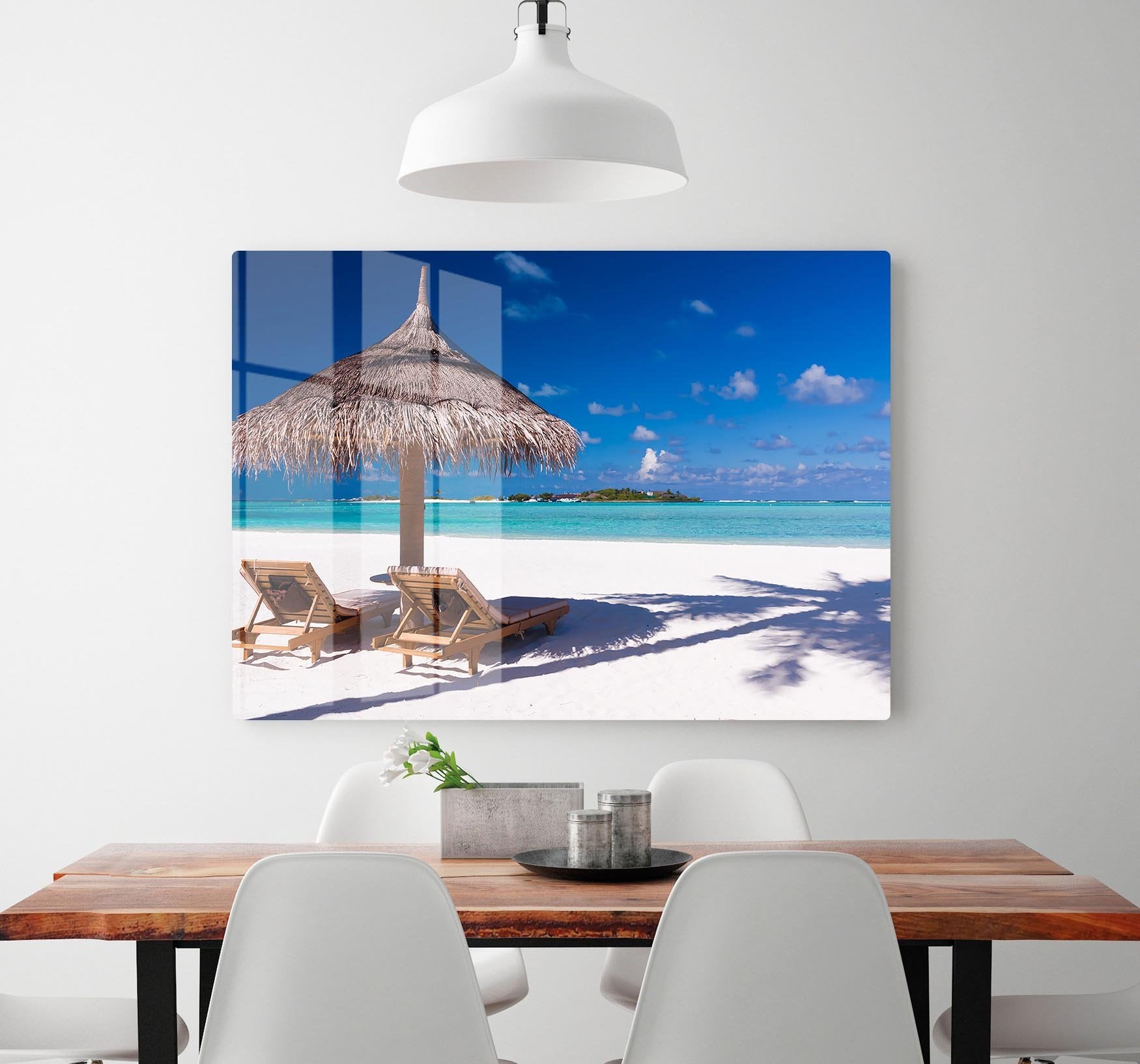 umbrella on a beach with shadow HD Metal Print - Canvas Art Rocks - 2