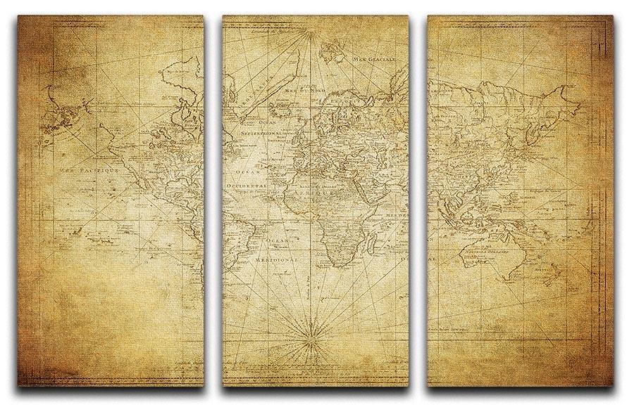 vintage map of the world 1778 3 Split Panel Canvas Print - Canvas Art Rocks - 1