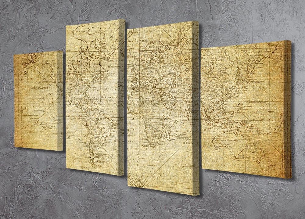 vintage map of the world 1778 4 Split Panel Canvas  - Canvas Art Rocks - 2