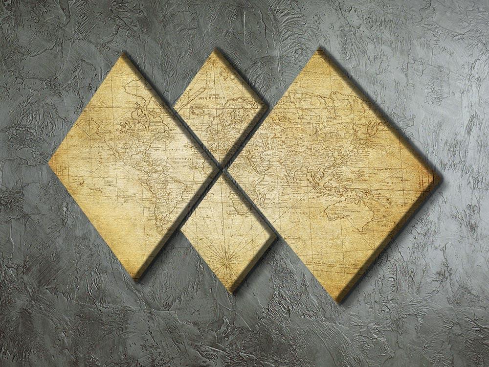 vintage map of the world 1778 4 Square Multi Panel Canvas  - Canvas Art Rocks - 2