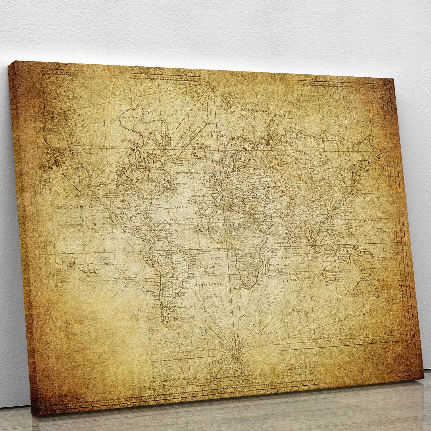 vintage map of the world 1778 Canvas Print or Poster
